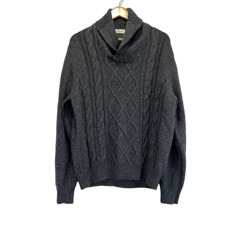 Aqua Toscano Men‎ Sweater Grey Long Sleeve Marino Wool Blend Size XL